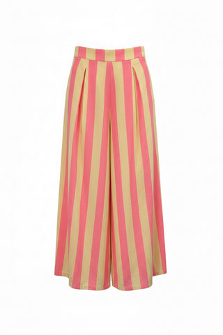 Pantalon rayures jaune et rose