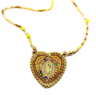 Collier ex-voto Vierge jaune