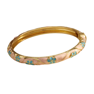 Bracelet rose fleurs bleues