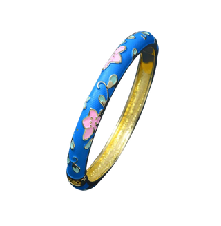 Bracelet bleu nénuphars roses