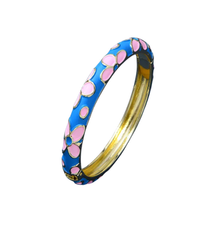 Bracelet bleu fleurs roses