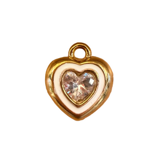 Charms cœur blanc strass