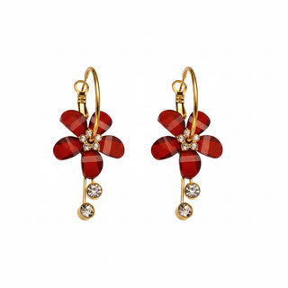 Boucles fleurs rouge - acier