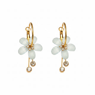 Boucles fleurs bleu ciel  - acier