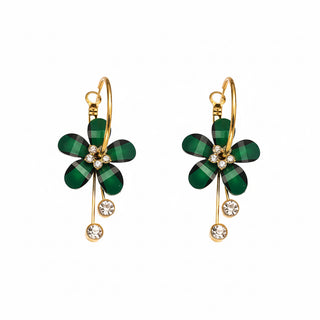 Boucles fleurs vert foncé - acier