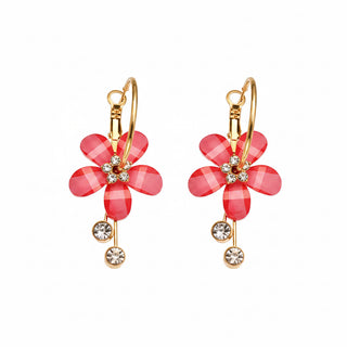 Boucles fleurs fuchsia - acier