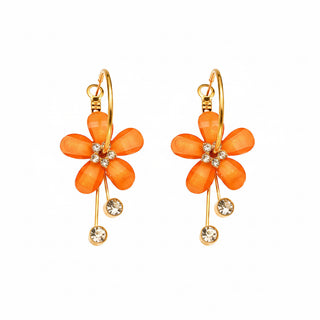 Boucles fleurs orange - acier