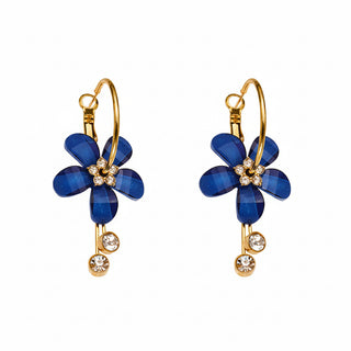 Boucles fleurs bleu marine - acier