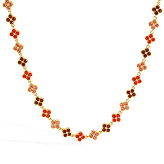 Collier fleurs rouges multi - acier