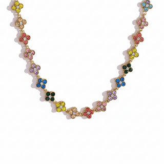 Collier fleurs multi - acier