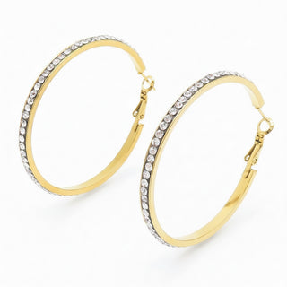 Boucles créoles strass 50 mm - acier