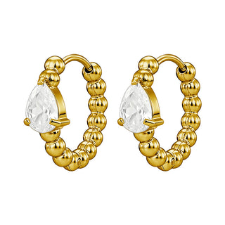 Boucles strass goutte - acier