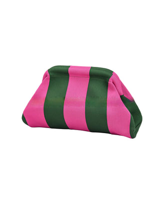 Pochette rayée verte et rose