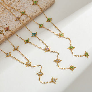 Collier cravate étoiles multicolors