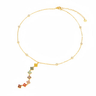 Collier cravate fleurs multicolors