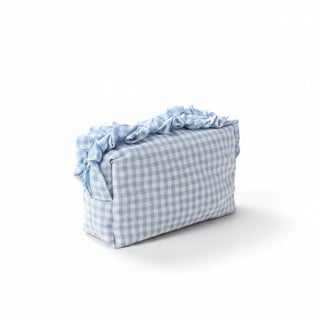 Pochette vichy bleu pale